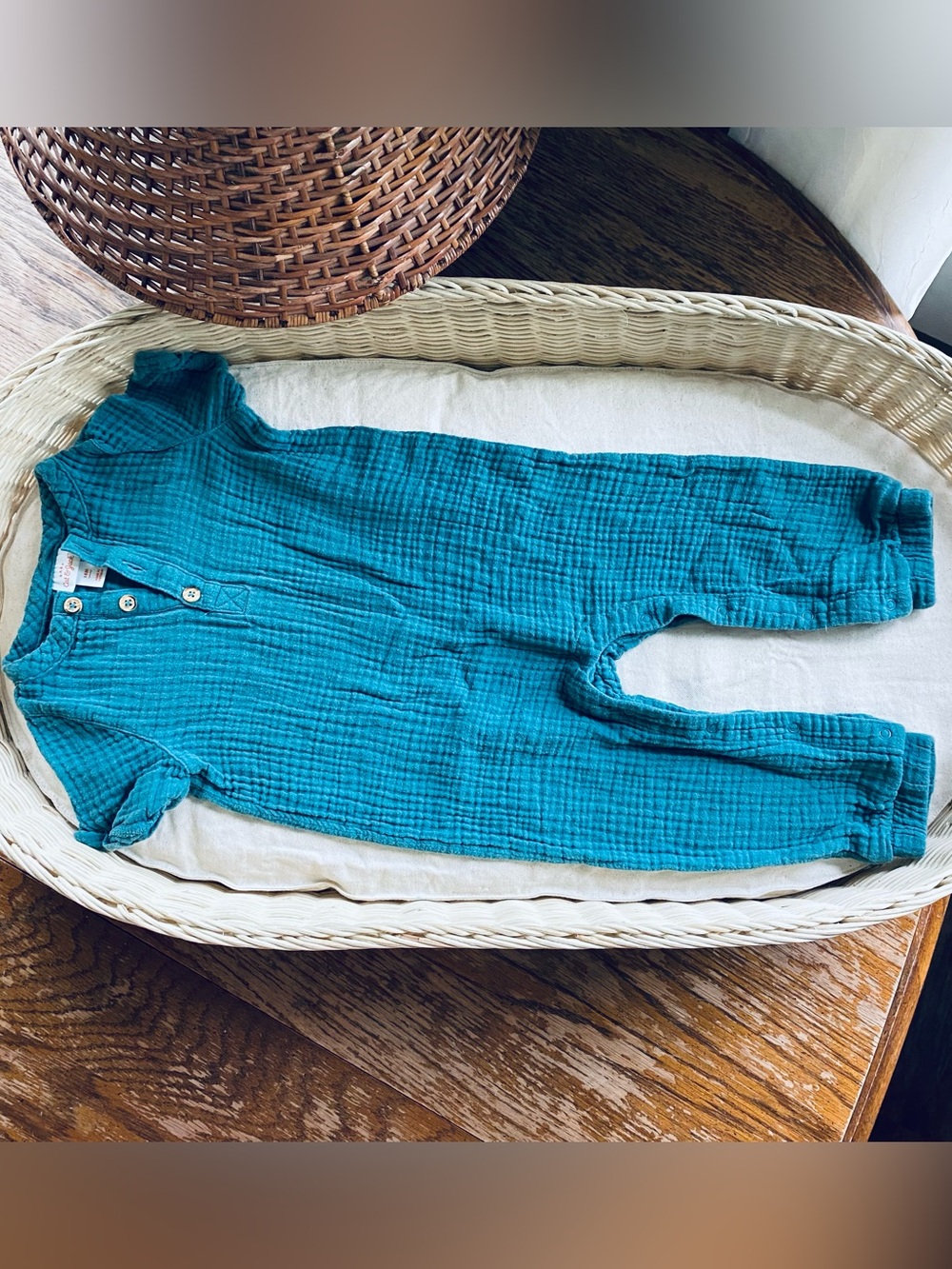 Cat & Jack Teal Cotton Gauze Baby Romper 18 months